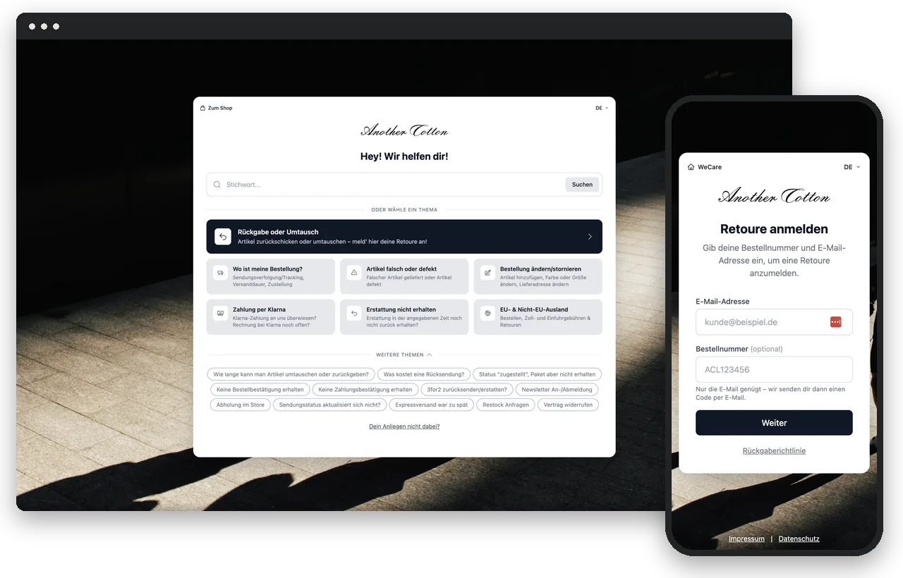 WeCare/OS auf Desktop und Smartphone